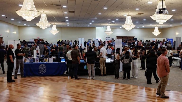 Marines, sailors and veterans at a Hiring Our Heroes career summit at Camp Pendleton